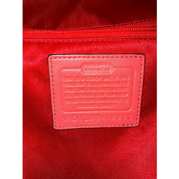 Coach Canvas Signature Horses and Carriage Hobo Tote Bag- Pink/Khaki - Picture 14 of 16